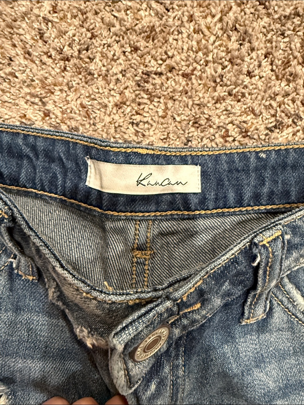 KanCan Blue Distressed Ripped Denim Shorts - Picture 4 of 6